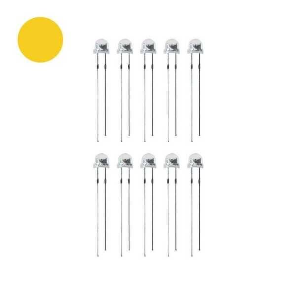 4.8mm Şeffaf Sarı Mantar Led - 10 Adet
