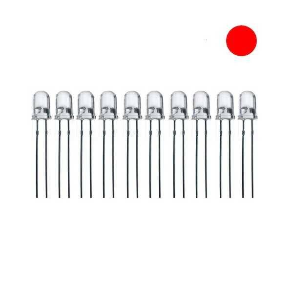 5mm Şeffaf Kırmızı Led - 10 Adet