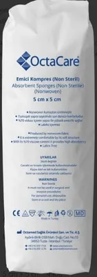 Octacare non-steril spanç emici kompres gazlı bez 5 cm x 5 cm - 8 kat 200 adet