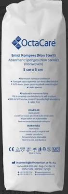 Octacare non-steril spanç emici kompres gazlı bez 5 cm x 5 cm - 4 kat 200 adet