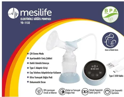 Mesilife Elektrikli Göğüs Süt Pompası, USB Şarjlı