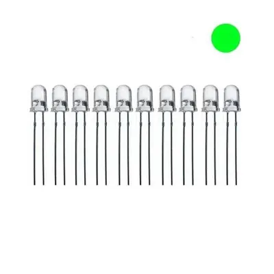 5mm Şeffaf Yeşil Led - 10 Adet