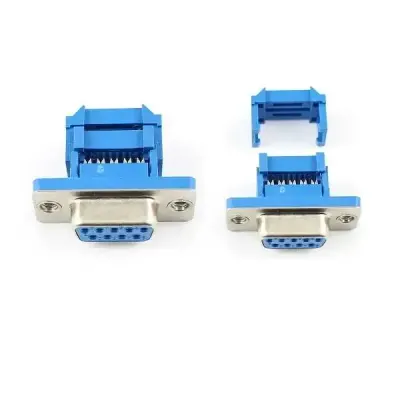 9 Pin Dişi Flat Kablo İçin Sıkıştırmalı D-Sub Konnektör