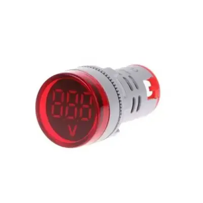 Dijital Voltmetre AC 20-500V 22mm - Kırmızı