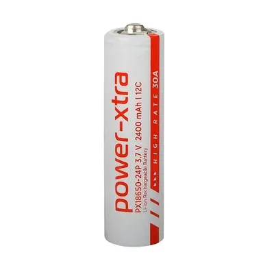 Power-Xtra PX18650-24P 3.7V 2400mAh 12C 30A Li-ion Şarjlı Pil - Başlı