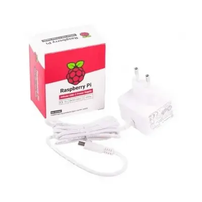 Raspberry Pi 4 Lisanslı Güç Adaptörü-5V/3A-Type C-Beyaz