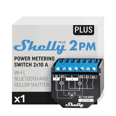 Shelly Plus 2PM Çift Kanal Enerji Ölçer Akıllı Röle
