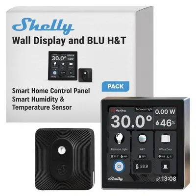 Shelly Wall Display & BLU H&Ta Siyah Merkezi Kontrol Panel Seti