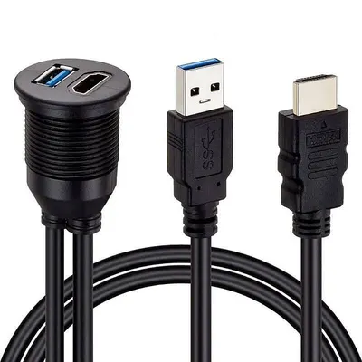 USB 3.0 + HDMI Panel Montaj Uzatma Kablosu Gömme Tip - 2 Metre