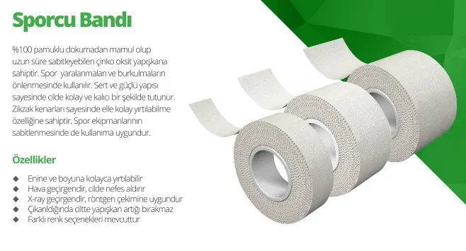 Sport tape sporcu bandı 10 m x 2,5 cm 1 adet