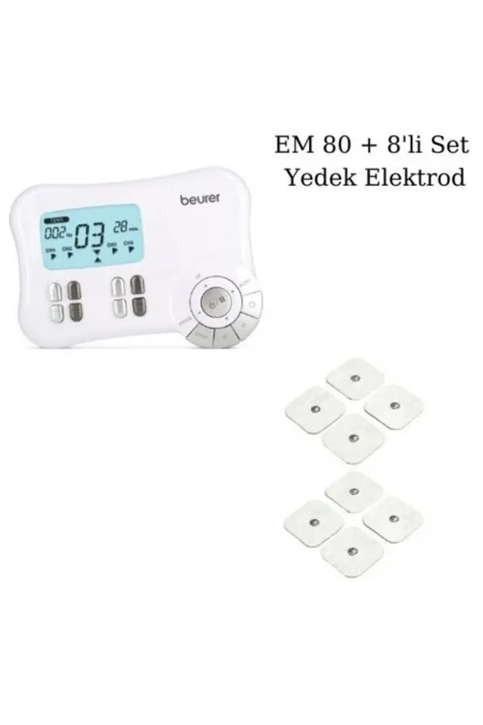 Em 80 kaslar için terapi masaj ems cihazı ve 8'li set yedek elektrodlar