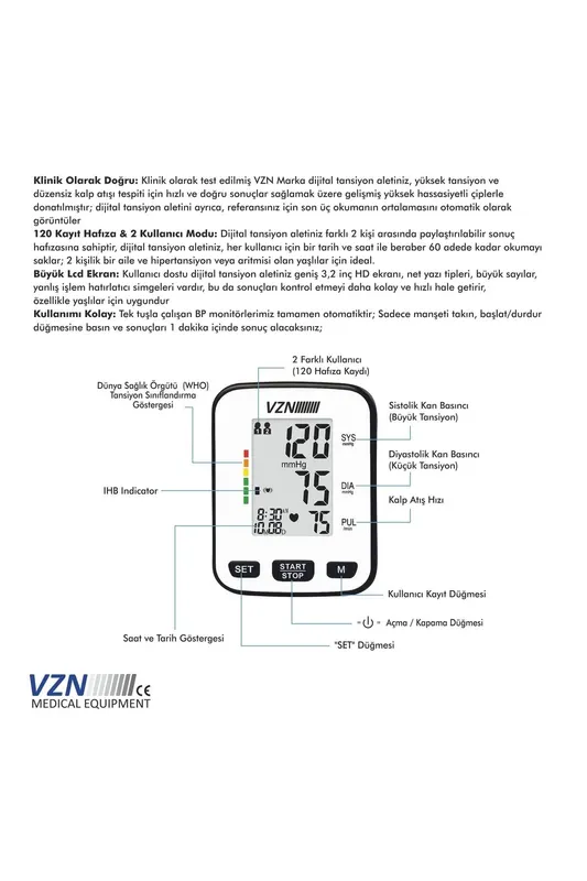 Bp-2206 bilekten otomatik digital tansiyon aleti