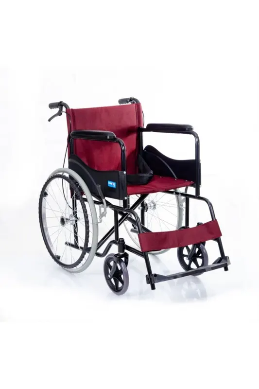 Dm809 bordo kumaş standart transfer refakatçı frenli tekerlekli sandalye