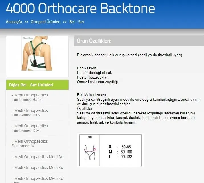 Backtone dik duruş korsesi elektronik sensörlü medi̇um