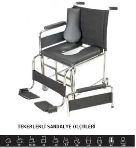 Klozetli katlanabilir tekerlekli sandalye