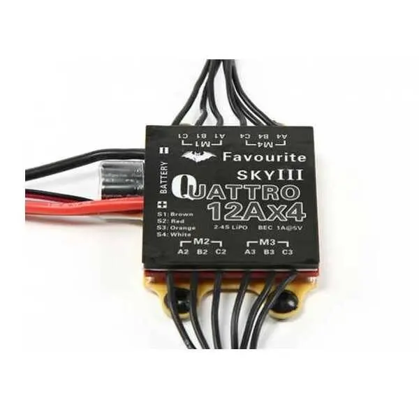 12A 2S-4S 4′lü ESC - 5V/1A BEC Favourite SKY III Quattro