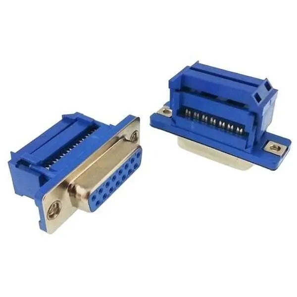 15 Pin Dişi Flat Kablo İçin Sıkıştırmalı D-Sub Konnektör