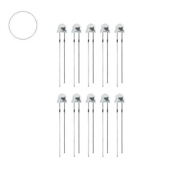 4.8mm Şeffaf Beyaz Mantar Led - 10 Adet