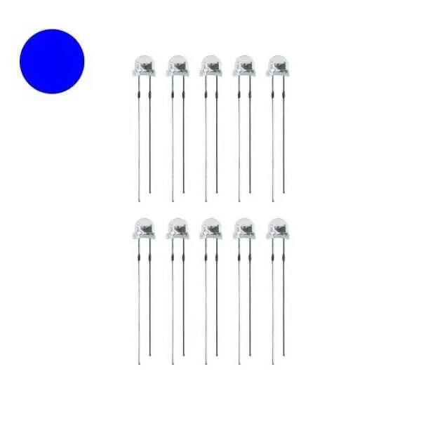4.8mm Şeffaf Mavi Mantar Led - 10 Adet