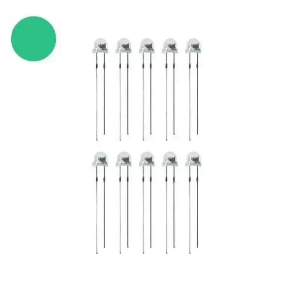 4.8mm Şeffaf Yeşil Mantar Led - 10 Adet
