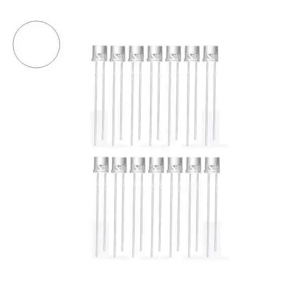 5mm Şeffaf Beyaz Kesikbaş Led - 10 Adet