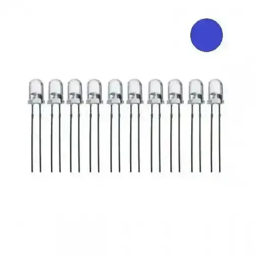 5mm Şeffaf Mavi Led - 10 Adet