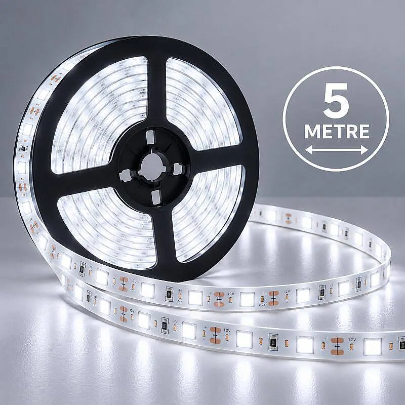 5V İç Mekan Şerit LED 5 Metre - Beyaz - 5mm - 60 LED
