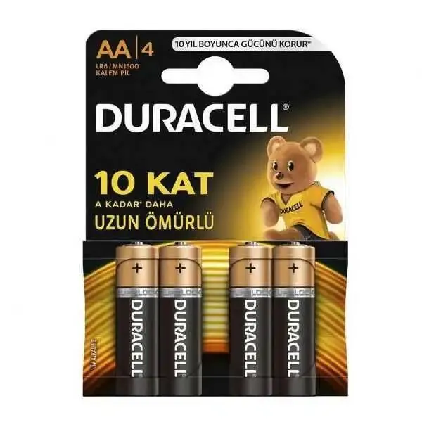 Duracell Alkaline AA Kalem Pil 1.5 V-MN1500-4 Adet
