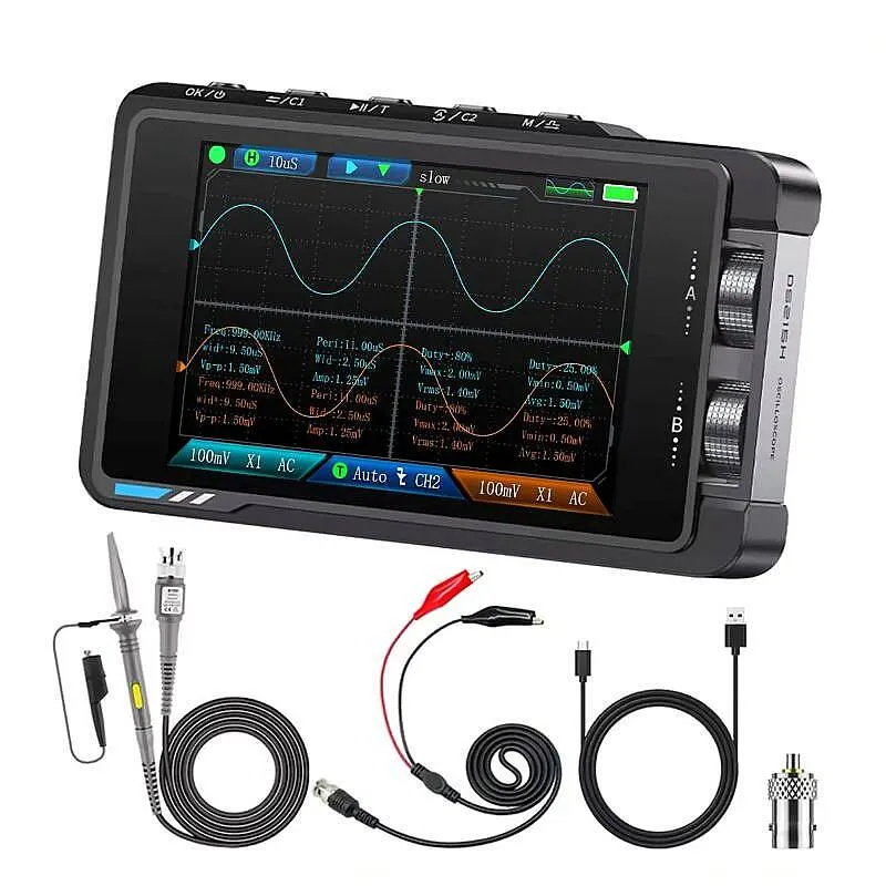 FNIRSI DS215H 2’si 1 Arada 50MHz Çift Kanal Dijital Osiloskop ve DDS Sinyal Jeneratörü