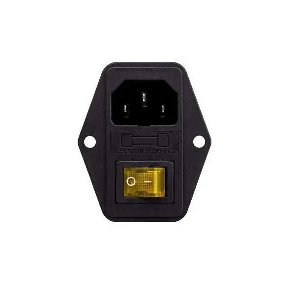 Kulaklı Erkek Power Soketi - Sarı Işıklı Anahtarlı
