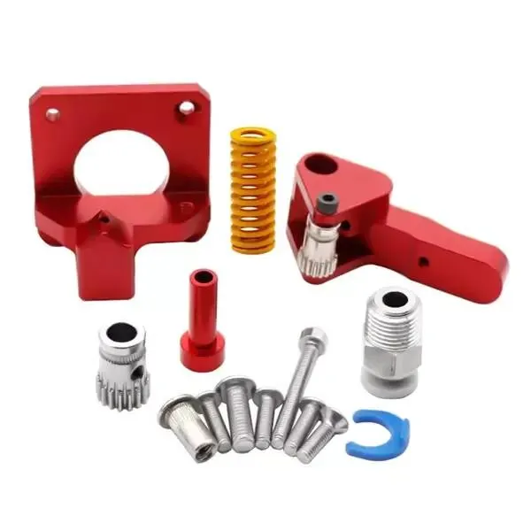 MK8 Alüminyum Çift Dişli Extruder Blok Seti Kırmızı M10 - Sağ El