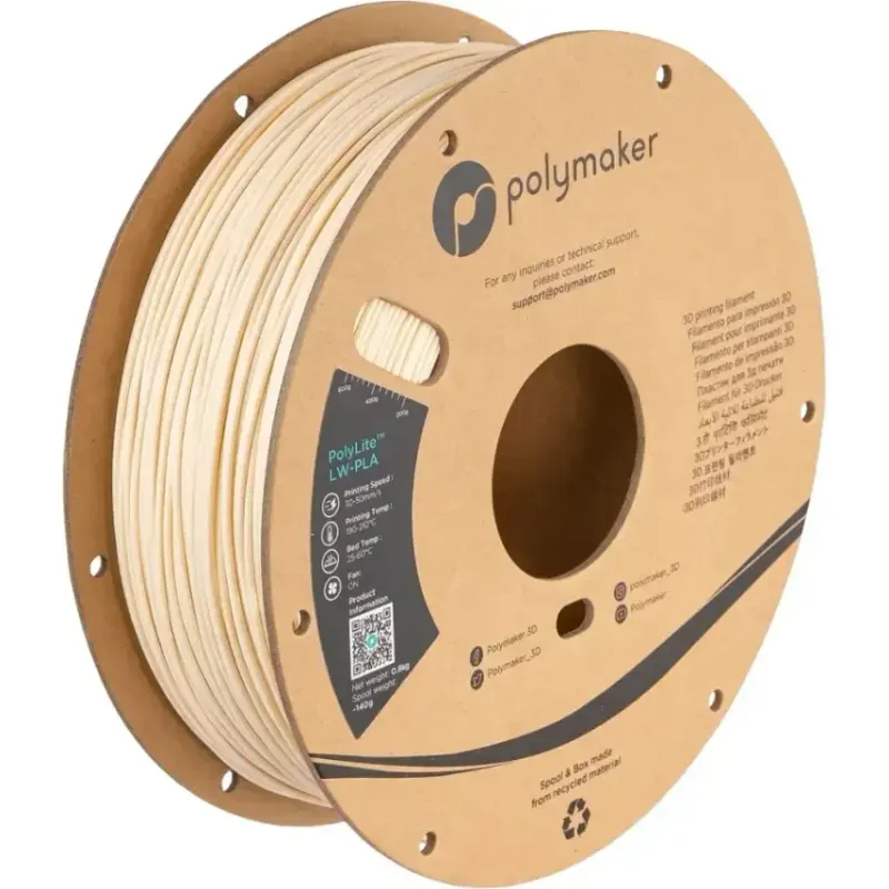Polymaker PolyLite LW-PLA Filament Beyaz