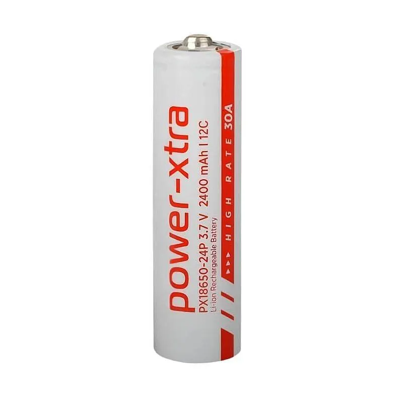 Power-Xtra PX18650-24P 3.7V 2400mAh 12C 30A Li-ion Şarjlı Pil - Başlı