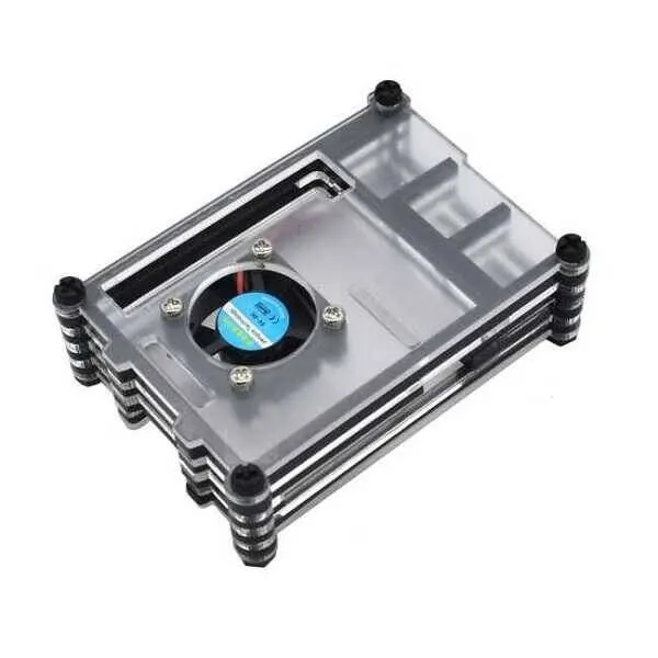 Raspberry Pi 4 Şeffaf-Siyah Case